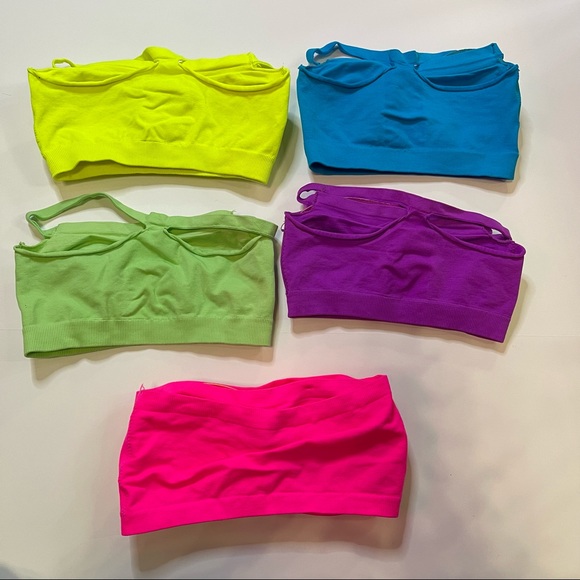 Bralettes All 6 in Neon Yellow, Green, Hot Pink, Blue & Purple Size S/M - Picture 5 of 9